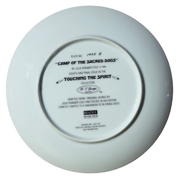 Vtg 94 Camp Of The Sacred Dogs W.L. George COA Porcelain Gold Plate Painted Pony - Picture 2 of 6